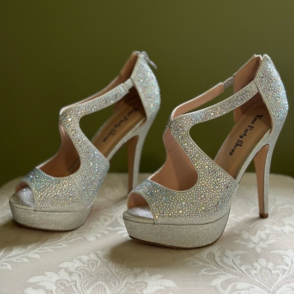 Silver Bedazzled Pumps